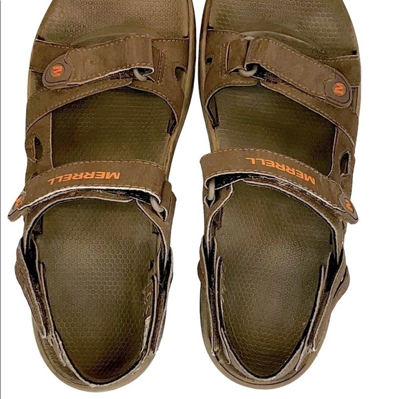 Merrell Men’s Dark Earth/Marmalade Air Cushion Sandals - Picture 11 of 15